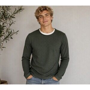 Westside E.T.A Sweater Men Size Small Green Casual White Tri Cotton Shirt Top